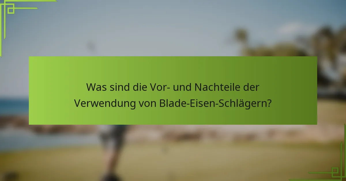 Was sind die Vor- und Nachteile der Verwendung von Blade-Eisen-Schlägern?
