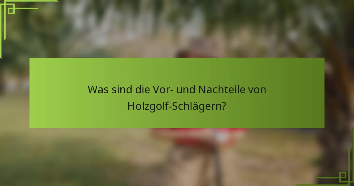 Was sind die Vor- und Nachteile von Holzgolf-Schlägern?