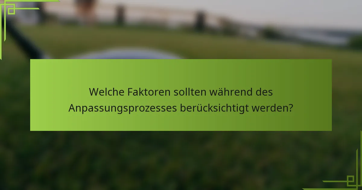 Welche Faktoren sollten während des Anpassungsprozesses berücksichtigt werden?