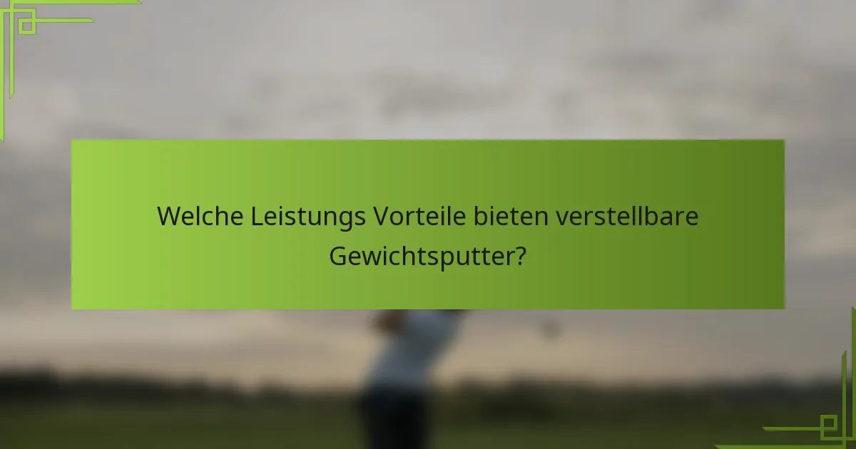 Welche Leistungs Vorteile bieten verstellbare Gewichtsputter?