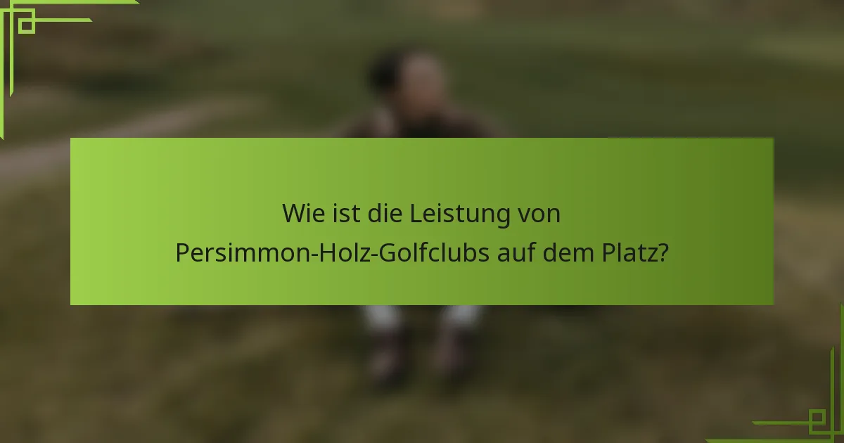 Wie ist die Leistung von Persimmon-Holz-Golfclubs auf dem Platz?