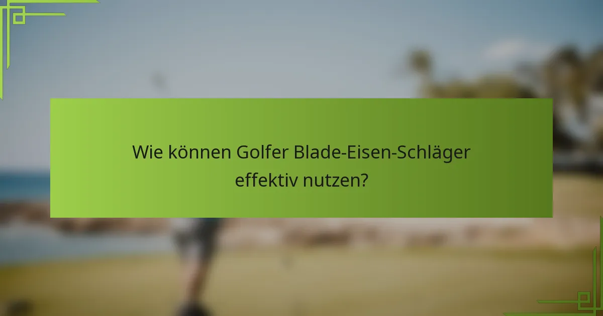 Wie können Golfer Blade-Eisen-Schläger effektiv nutzen?