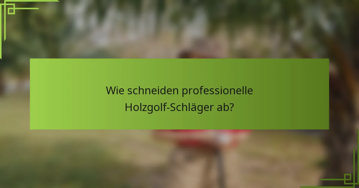 Wie schneiden professionelle Holzgolf-Schläger ab?