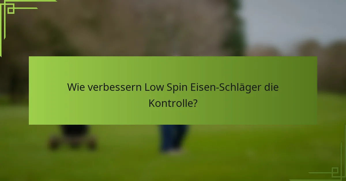 Wie verbessern Low Spin Eisen-Schläger die Kontrolle?