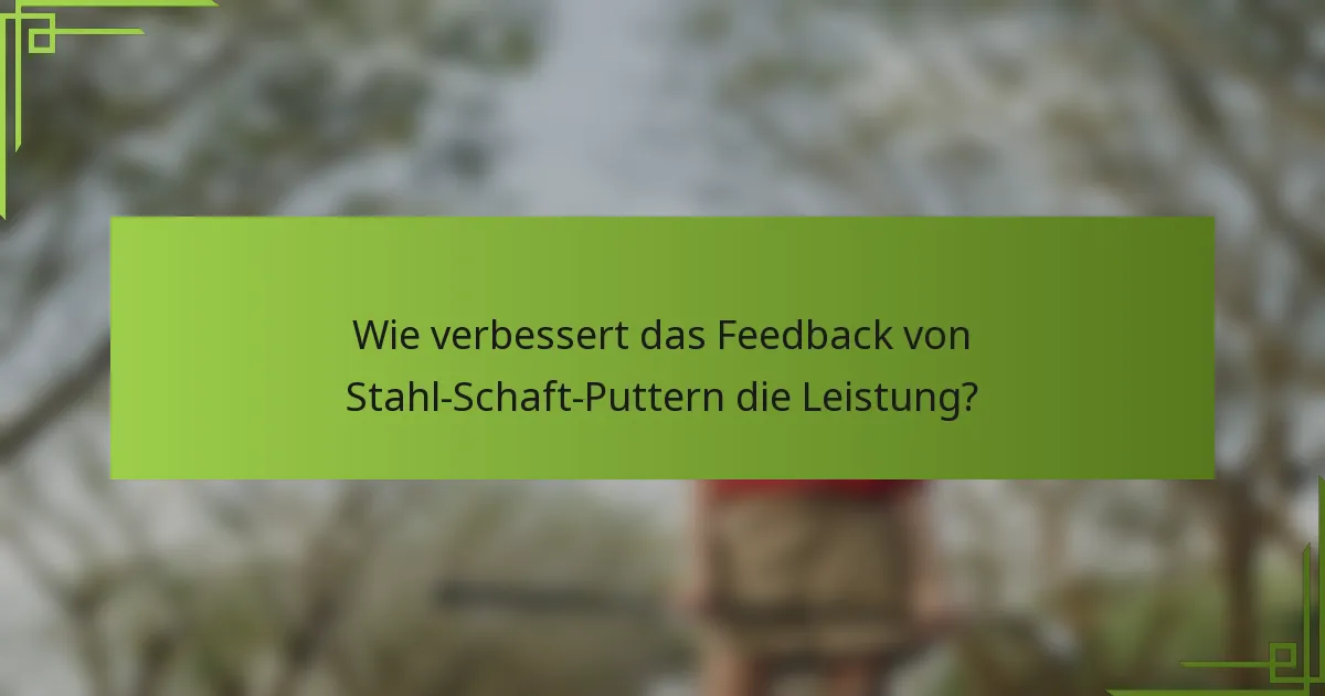 Wie verbessert das Feedback von Stahl-Schaft-Puttern die Leistung?