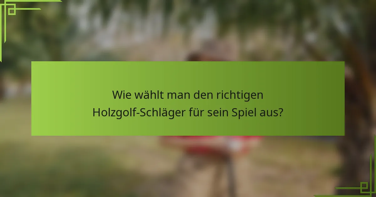 Wie wählt man den richtigen Holzgolf-Schläger für sein Spiel aus?